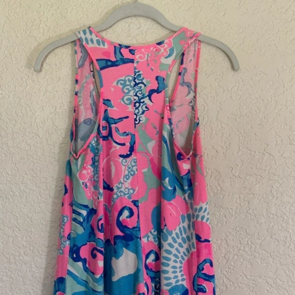Lilly Pulitzer Tank Dress S Pink Blue Floral Sleeveless Im So Jelly Coral Reef - Picture 8 of 11